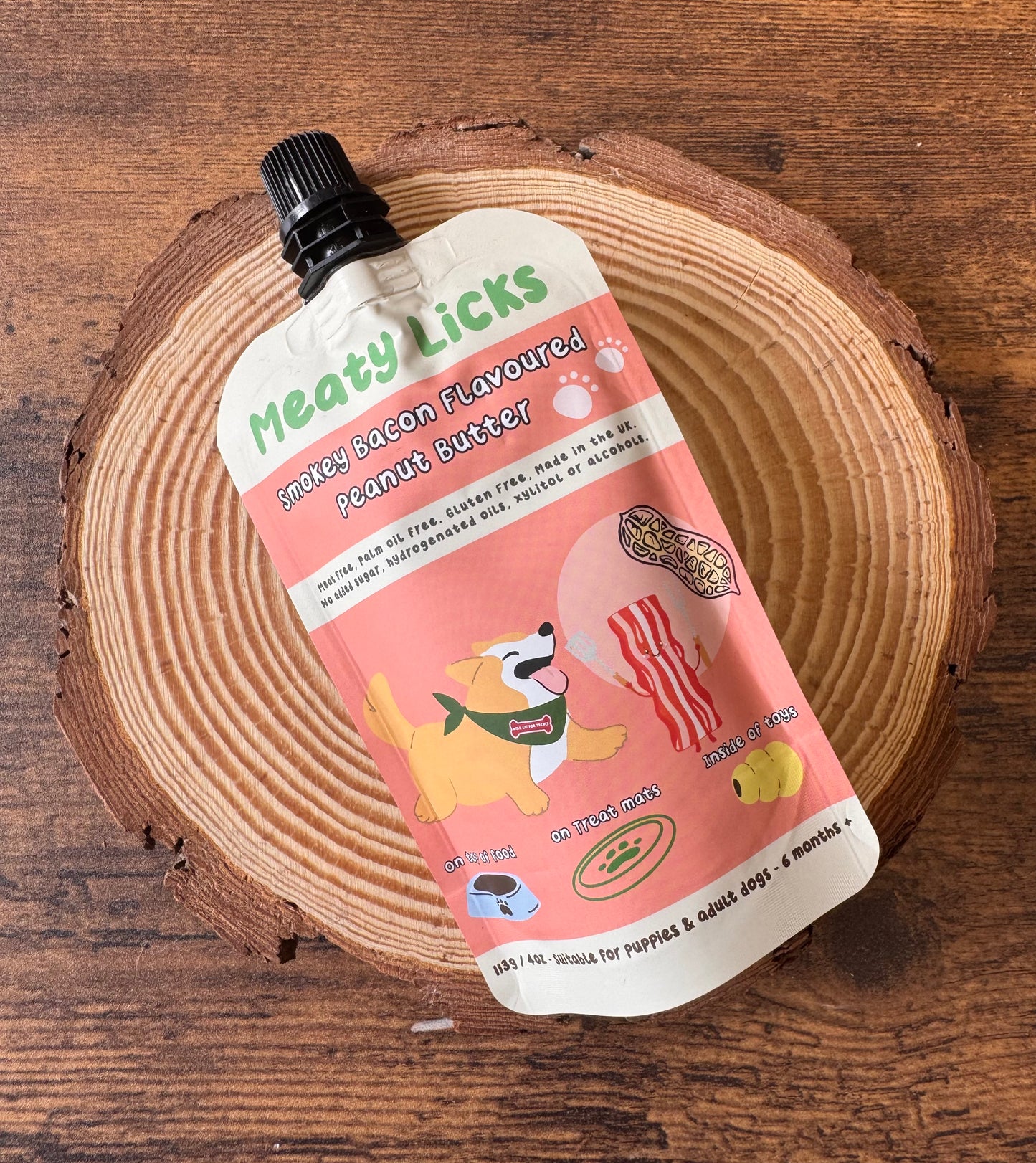 Meaty Licks Peanut Butter (Smokey Bacon)